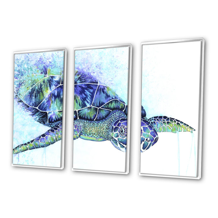 DesignArt Sea Turtle Framed On Canvas 3 Pieces Print Wayfair Canada